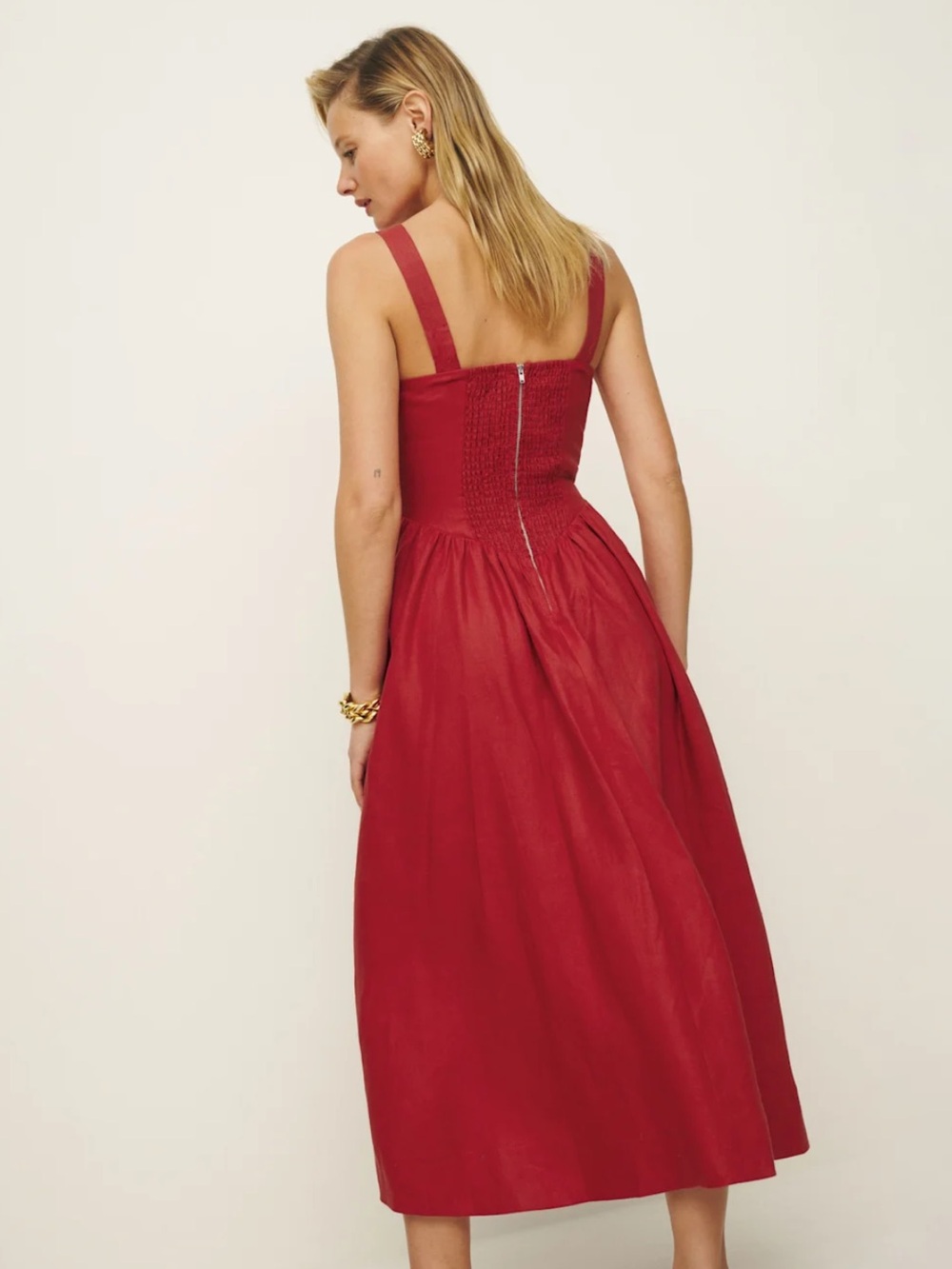 Reformation Balia Linen Dress Red - Size 4 - Picture 3 of 14